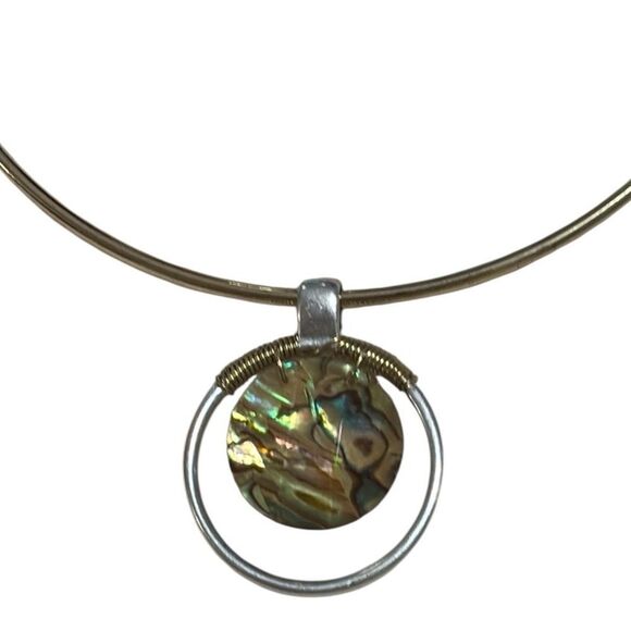 Robert Lee Morris Two tone Wire Wrapped Abalone collar necklace - Picture 2 of 5